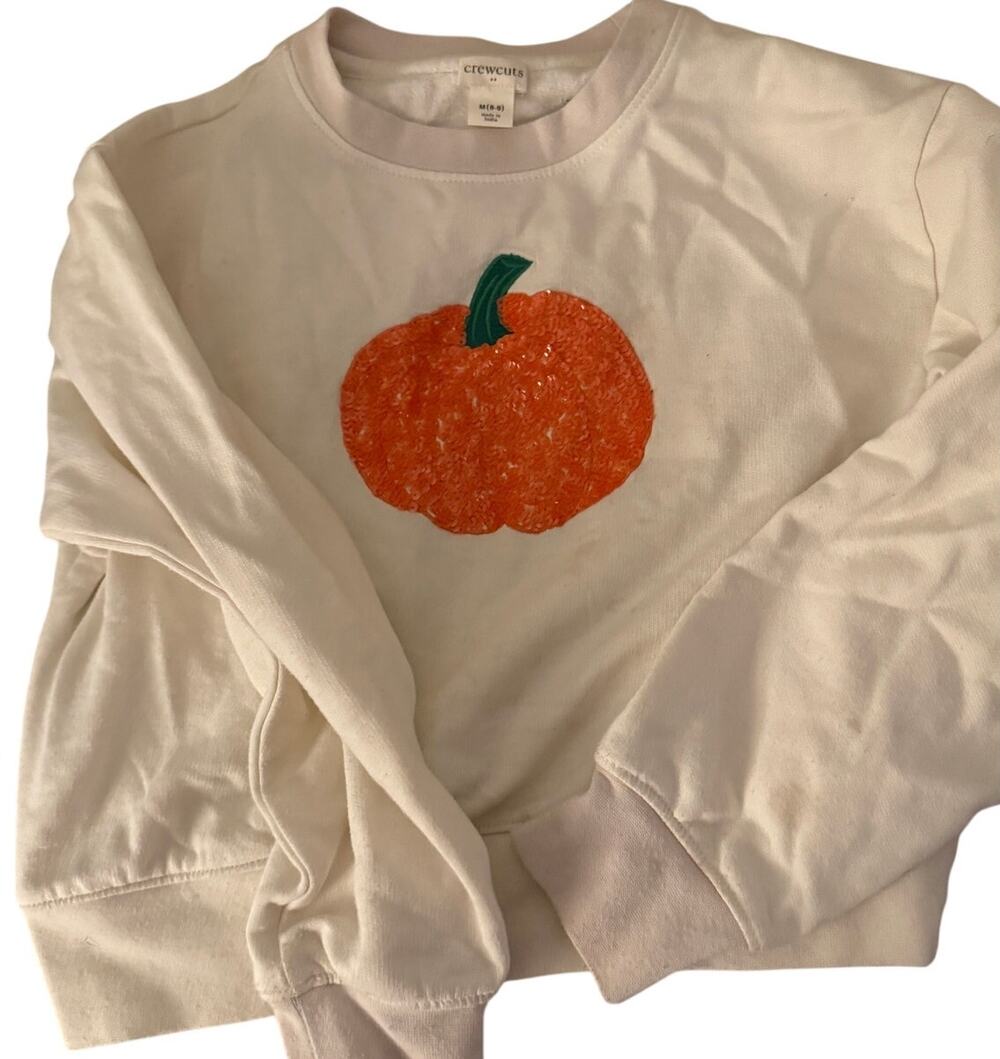 Crewcuts white pumpkin shirt size 8-9
